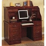 Cherry Finish Roll Top Desk w/Keyboard Drawer