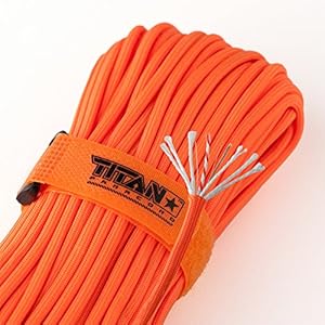 TITAN SURVIVORCORD | Exclusive Patent-Pending 550 Paracord / Parachute Cord | Safety-Orange, 100 Foot Hank