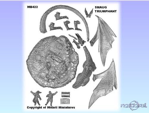 Lord of the Rings Metal Figure "Kachihoko of Smaug" Mithril miniature Dragon & Dwarf