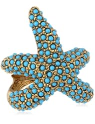 Kenneth Jay Lane Ant Gold Turquoise Starfish Adjustable Ring, Size 7-9