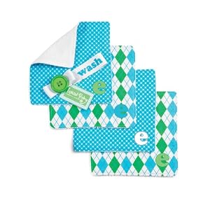 Click here to buy Mud Pie Initial Baby Boy Blue Initial Washcloths, Set of 4, Letter E by Mud Pie.