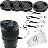 Lens Cap Bundle - 4 Snap-on Lens Covers for DSLR Cameras including Nikon, Canon, Sony - Lens Cap Keepers included (67mm)