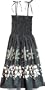 Smocked Sundress - Women's Hibiscus Bottom Band Spaghetti Strap Hawaiian Aloha Tube Top Sun Dress in Black - XL