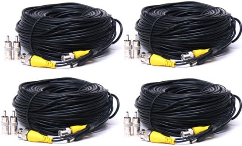 VideoSecu4 Pack 150ft Pre-Made All-in-One Video Power Security Camera Extension Cables with BNC RCA Connector for HD-CVI HD-TVI AHD 960H 720P 960P CCTV Surveillance Camera DVR System CBHD1504 B8O