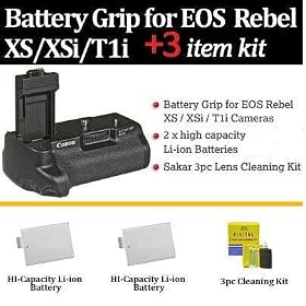 Original Canon BG-E5 Battery Grip for Canon XSi T1i 450D Digital SLR Cameras + (2) Extra Replacement Batteries for the Canon LP-E5 + Lens Cleaning Kit + More