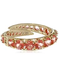 Betsey Johnson "Pink & Gold Boost" Crystal Gem Hinged Bangle Bracelet, 8"