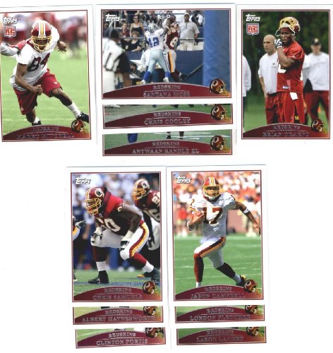 2009 Topps Washington Redskins Complete Team Set of 11 cards including Santana Moss, Antwaan Randle El, Chris Cooley, Clinton Portis, and more!