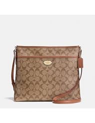 Shoes: Coach Signature Coated Canvas File Bag in Khaki & Saddle Brown