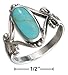 Sterling Silver Oval Simulated Turquoise Ring with Open Scroll Designs