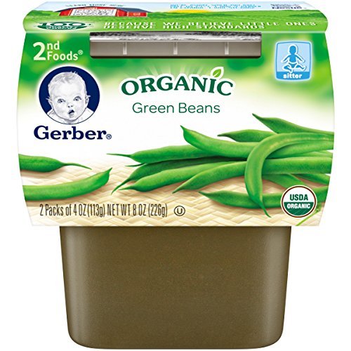 Gerber Organic 2nd Foods, Green Beans, 2 Count, 3.5 Ounce (Pack of 8)