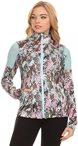 Women's Sexy Aquarius Marble Hip Hop Performance Zip Up Jacket Mesh Trim