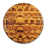 Proteak Teak Cutting Board Circle 18-by-2-Inch with Juice Canal, End Grain by Proteak Renewable Forestry