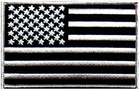 BEST VELCRO US FLAG EMBROIDERED PATCH USA SUBDUED BLACK-SILVER GRAY COLOR BEST SIZE M 4" x 2.5"