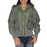 Womens Tommy Hilfiger Windproof Insulated Warm Winter Hoodie Down Jacket / Feather Coat - Army Green (Size: XL)