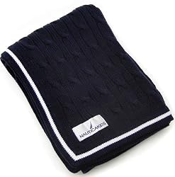 Nautica William Cable Navy Knit Blanket