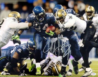 Marshawn Lynch Autographed/Hand Signed Seattle Seahawks 16x20 Photo Playoff Run #2 PSA/DNA