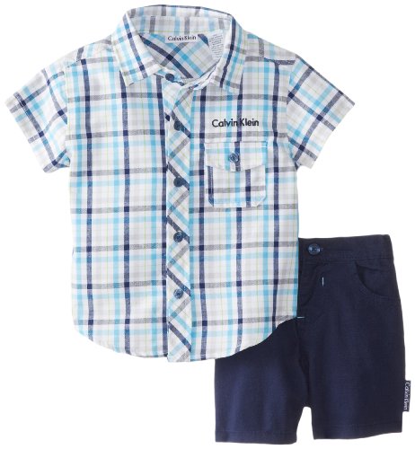 Calvin Klein Baby-Boys Infant Plaided Shirt with Short