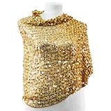 IMAGE OF Gold Sequin Evening Shawl Wrap Scarf