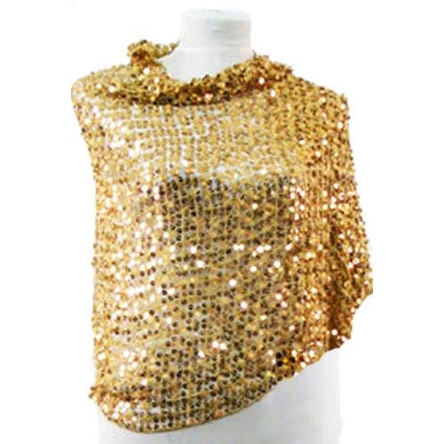 Gold Sequin Evening Shawl Wrap Scarf