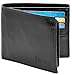 RFID Blocking Genuine Leather Bifold Wallet for Men with Zipper and 2 ID Windows (Black Napa Leather)