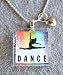 Dance Spectrum in White Square Glass Tile Pendant Necklace Jewelry Wearable Art Unique Design By Atlantic Seaboard Trading Co.
