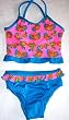 64dler 2-piece Swimwear Ruffle Crop Bikini Pink Floral/Blue