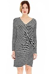 Knit Striped Print Evening Dress/Prom Dress/Wedding Party Dress/Mini Dress 