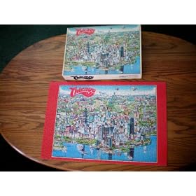 Vintage Chicago Fully Interlocking Puzzle -- approx 21.25" x 14 1/8" -- as shown -- Great for Framing