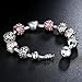 Presentski Love Charm Bracelet for Women and Girls with Pink CZ, Heart, Amour, Amor, Flower, and Butterfly (7.9 Inches)