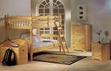 Natural Finish Twin/Convertible Wooden Bunk Bed/Stand/C