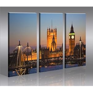 Tableau sur Toile de London avec Cadre en Bois