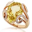 One of a Kind Lemon Quartz and Diamond Ring (GH/VS-SI) in 18k Rose Gold