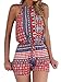 Choies Women's Polyester Blue/Red Cut Out Back Bohemian Casual Loose Romper Playsuit