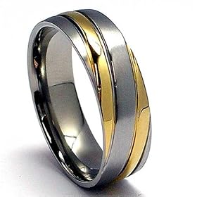 6MM 14K Gold Plated Titanium Ring Wedding Band sizes 5 to 12