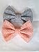 SET OF 2- GRAY LACE AND PEACH LACE SMALL BOW HAIR CLIPS