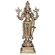 ShalinCraft Hindu God Vishnu Statue Brass Figurines - Religious Gifts 8.5" x 2.5" x 2.5"