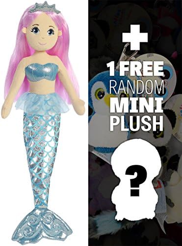 Crystal: ~18" Sea Sparkles - Sea Shimmers Mermaid Plush Doll Series + 1 FREE Aurora Mini-Plush Charm Bundle [330856]