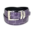 Croc Embossed PURPLE PLUM Bonded Leather Belt Silver-Tone Buckle Regular