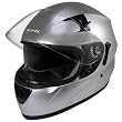 Hawk ST-1150 Glossy Metallic-Silver Dual-Visor Full-Face Motorcycle Helmet - Color : silver - Size : Large