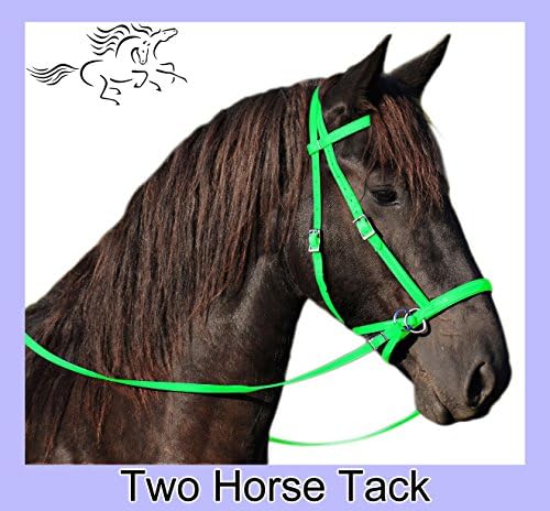 Bitless Bridle &amp; Reins, 2 in 1 Style, Made From Beta Biothane - Large Pony Size, Lime Green Color