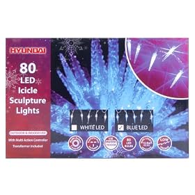 80 LED Ultra White Icicle Sculpture Frosty Snowing Christmas Lights With 8 Mode Controller *Outdoor & Indoor Use*