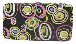 BLACK RETRO CIRCLES FLAT OPERA WALLET CLUTCH BY DESIGNSK