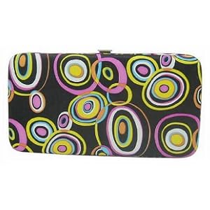 BLACK RETRO CIRCLES FLAT OPERA WALLET CLUTCH BY DESIGNSK