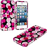 myLife (TM) Hot Pink + Black Circle Overload Series (2 Piece Snap On) Hardshell Plates Case for the iPhone 5/5S (5G) 5th Generation Touch Phone (Clip Fitted Front and Back Solid Cover Case + Rubberized Tough Armor Skin + Lifetime Warranty + Sealed Inside myLife Authorized Packaging) 