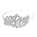 Bling Jewelry Crystal Rhinestone Ribbon Leaf Bridal Headband Silver Plated