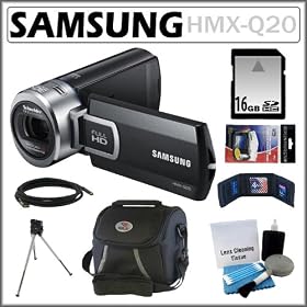 Samsung HMX-Q20 HD Flash Camcorder Black + 16GB Secure Digital Memory Card + Classic Camera Bag + Accessory Kit