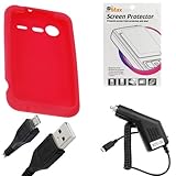 GTMax Red Soft Rubber Silicone Skin Protector Cover Case + Clear LCD Screen ....