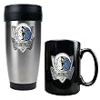 Dallas Mavericks Stainless Steel Travel Tumbler & Black Ceramic Mug Set - Primary Logo NBA Basketball
