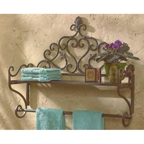 Orleans Fleur iron scroll wall SHELF Towel Bar Bathroom