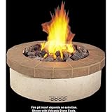 IMAGE OF Peterson Outdoor Campfyre 34 Inch Propane Gas Manual Safety Pilot Fire Pit Package With Terracotta Tile Ring And Volcanic Stones